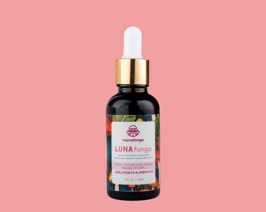 Tintura de Doble Extracción LunaFunga by Mamafunga para regular los ciclos femeninos y equilibrar las hormonas